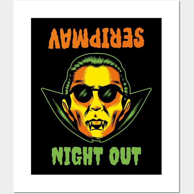 Vampires Night Out spooky Halloween design Wall Art by PunManArmy